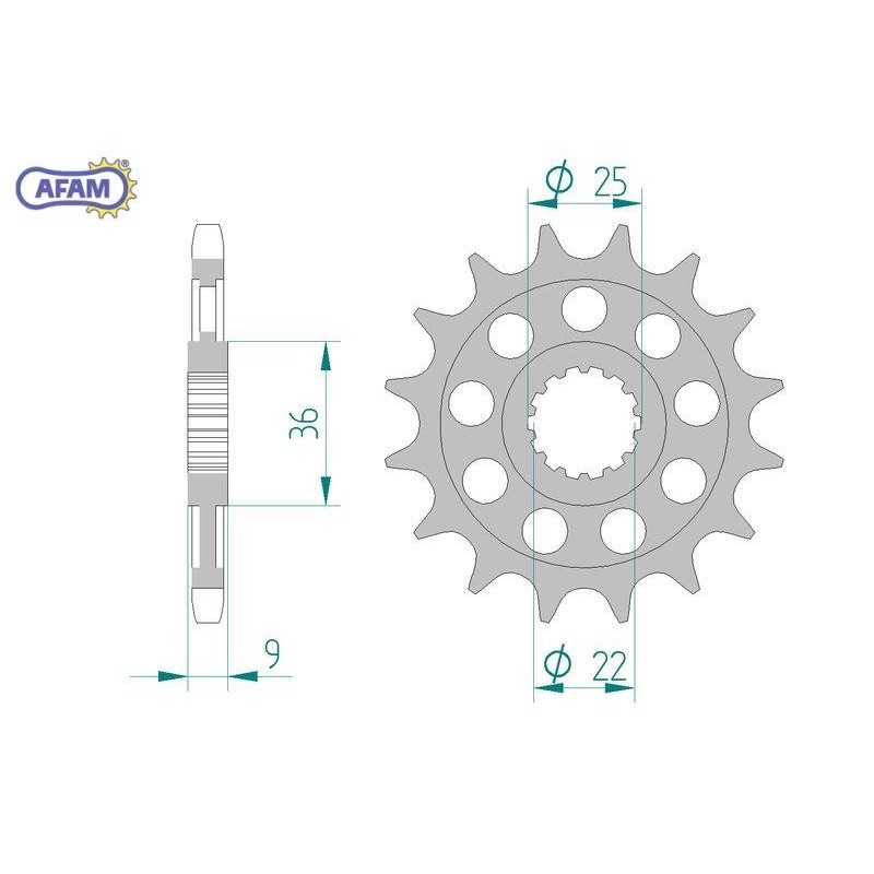 AFAM Zębatka przednia do łańcucha 525 kod 94900-16