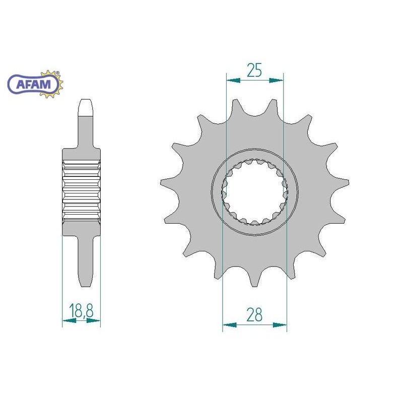 AFAM Zębatka przednia do łańcucha 525 kod 61801-16