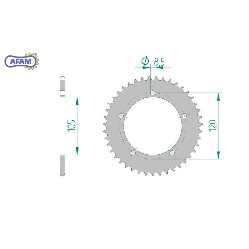 AFAM Zębatka tylna stalowa do łańcucha 415 kod 35101-45
