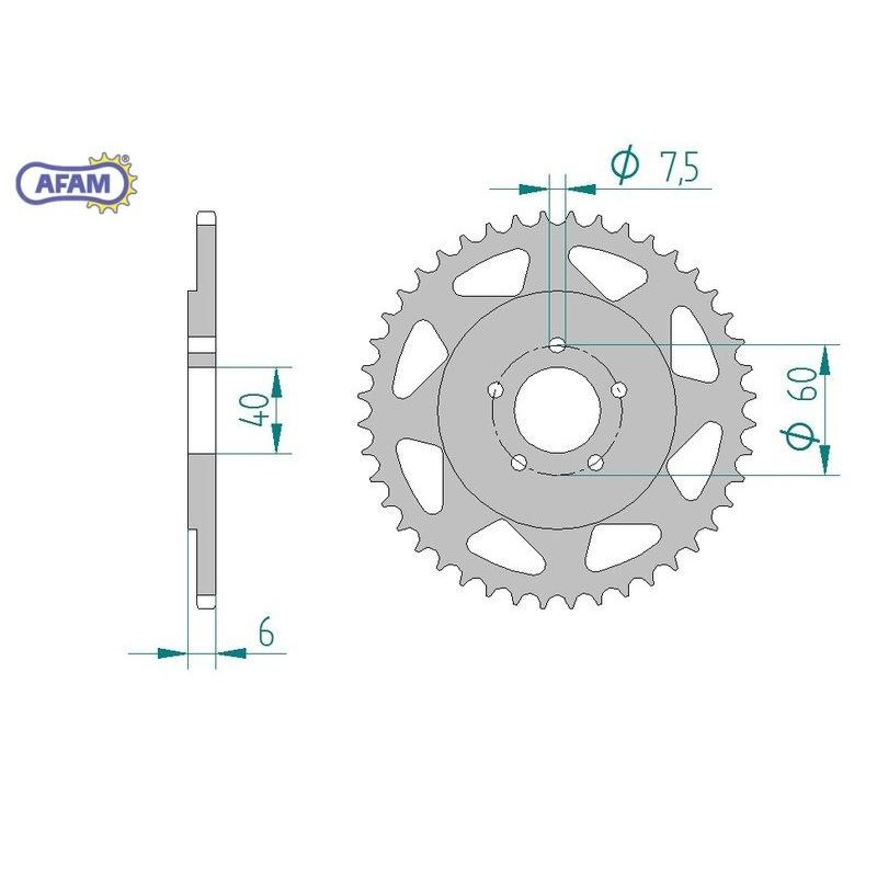 AFAM Zębatka tylna aluminiowa do łańcucha 415 kod 72103N-44