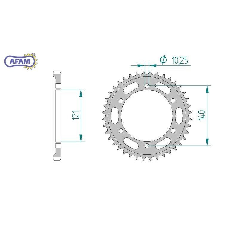 AFAM Zębatka tylna stalowa do łańcucha 525 kod 92837-40