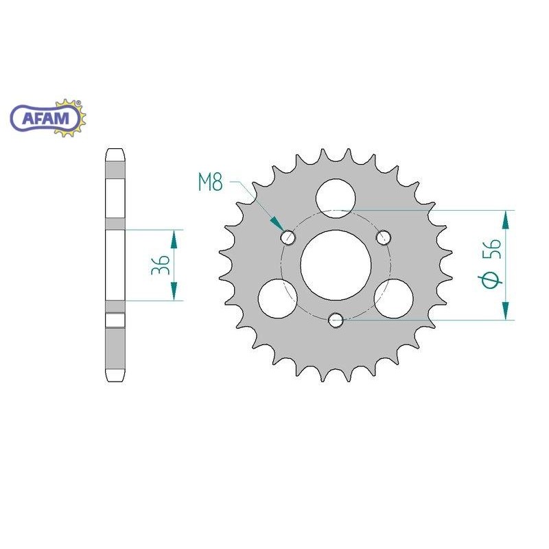 AFAM Zębatka tylna stalowa do łańcucha 428 kod 74101-28