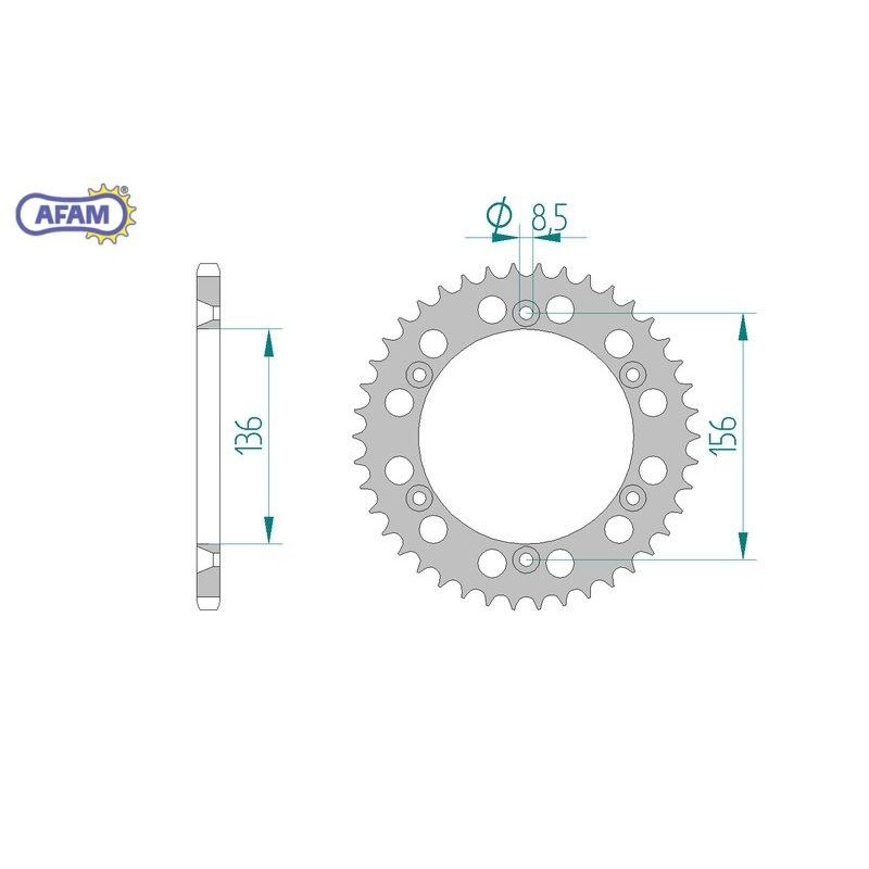 AFAM Zębatka tylna aluminiowa do łańcucha 520 kod 15206N-53