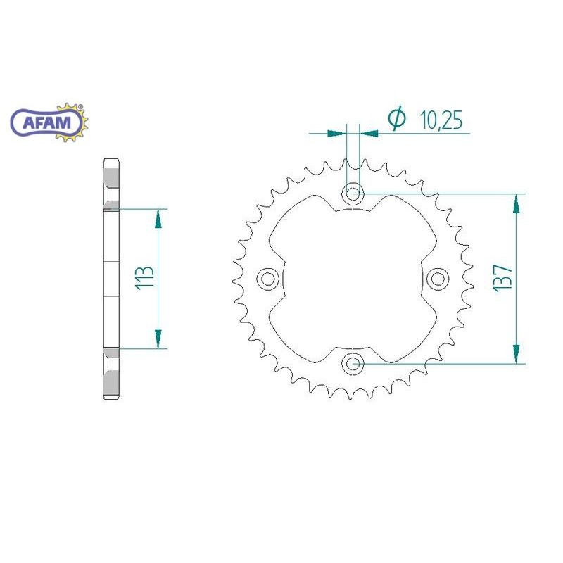 AFAM Zębatka tylna stalowa do łańcucha 520 kod 14412-38