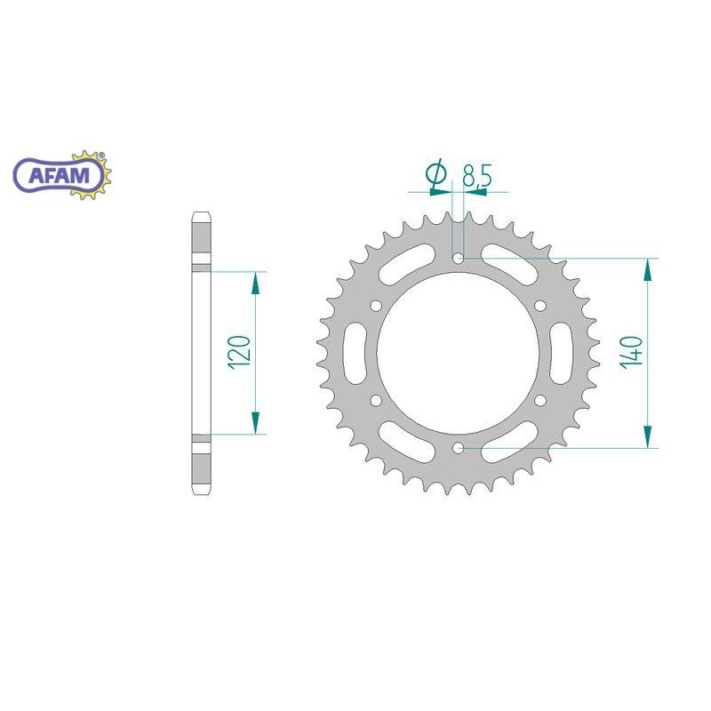 AFAM Zębatka tylna stalowa do łańcucha 520 kod 16302-44