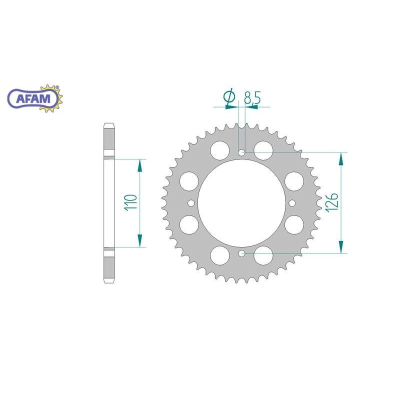 AFAM Zębatka tylna aluminiowa do łańcucha 420 kod 17107N-46