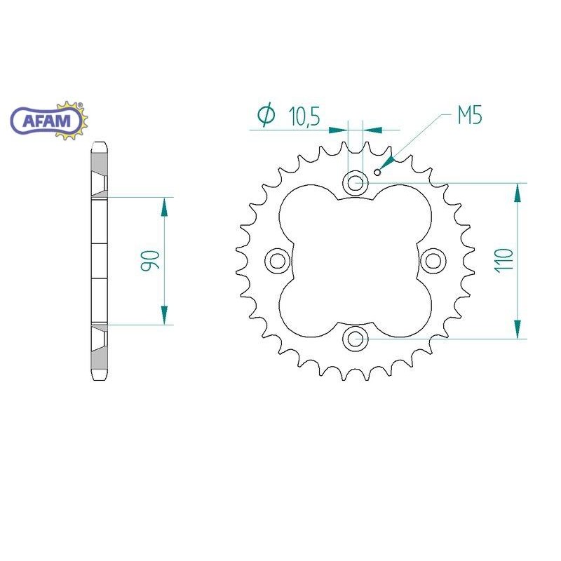 AFAM Zębatka tylna stalowa do łańcucha 520 kod 92324-32