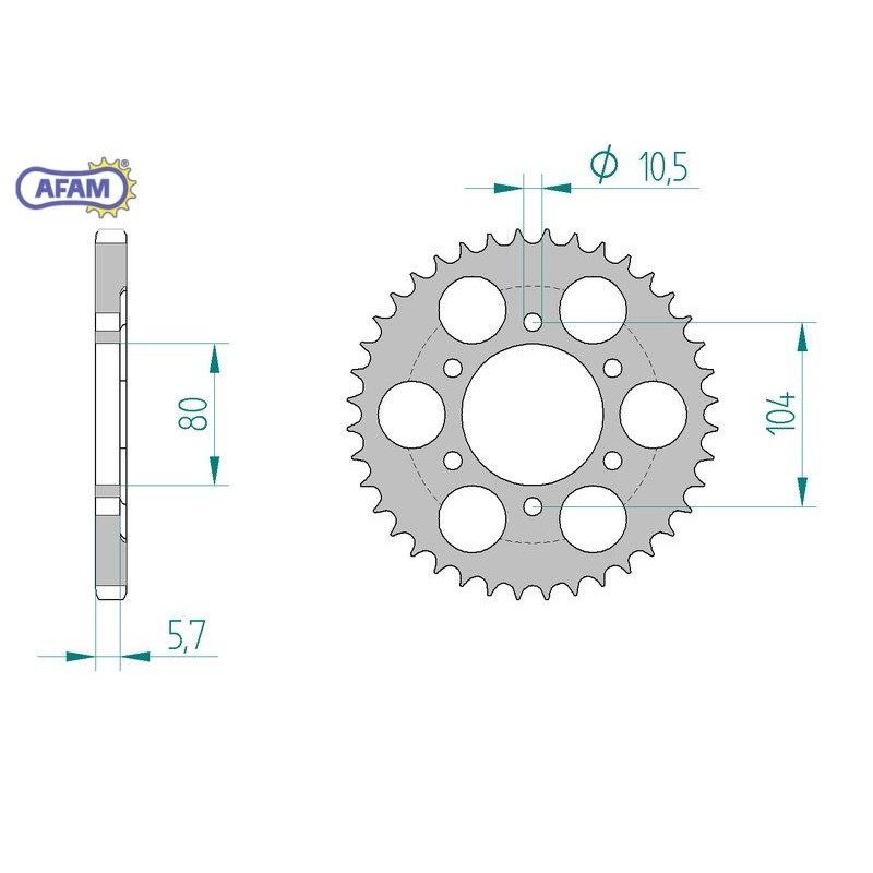 AFAM Zębatka tylna aluminiowa do łańcucha 525 kod 17610-44