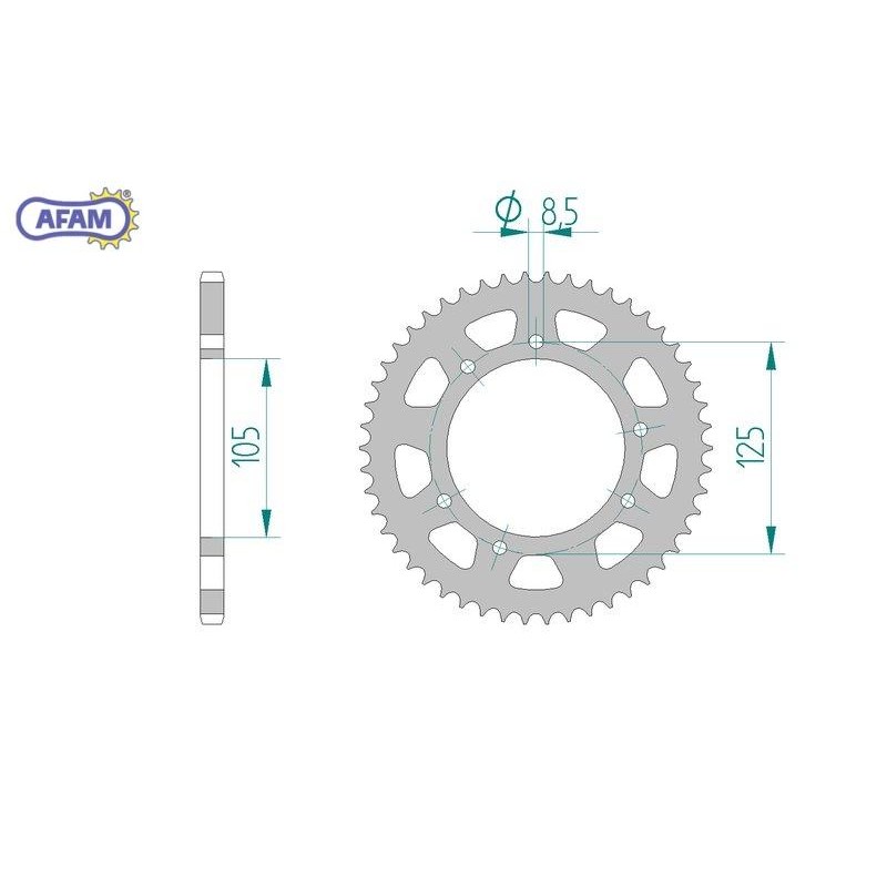 AFAM Zębatka tylna stalowa do łańcucha 420 kod 47103-53