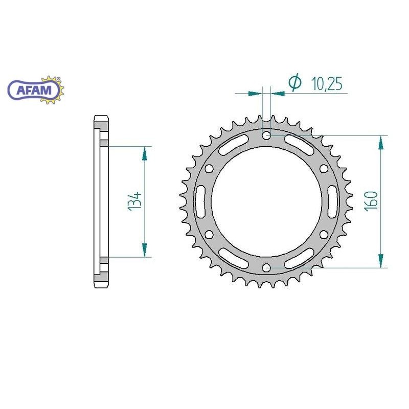 AFAM Zębatka tylna stalowa do łańcucha 525 kod 10617-44