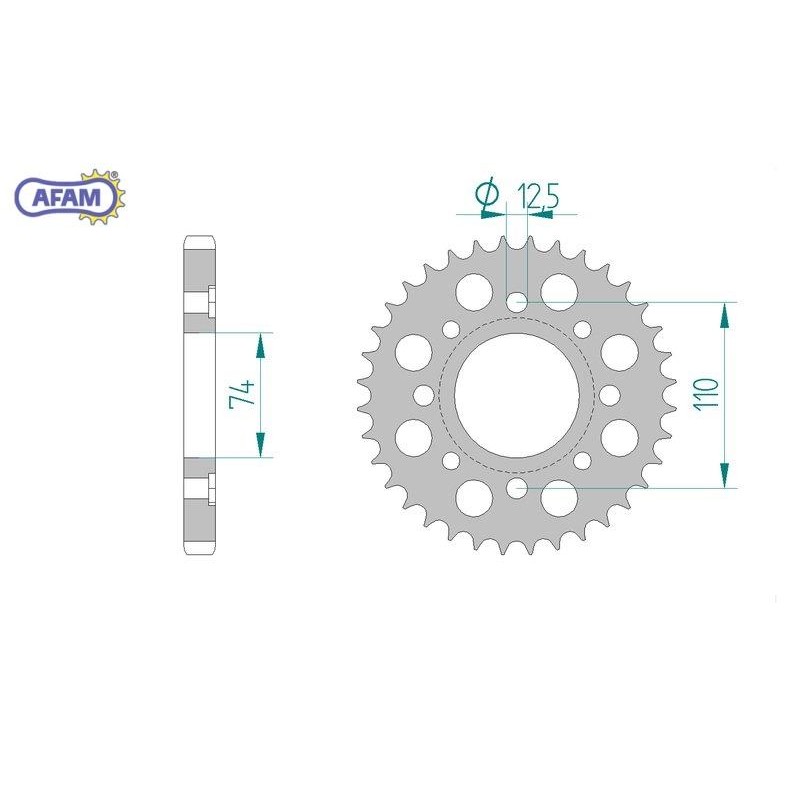 AFAM Zębatka tylna stalowa do łańcucha 530 kod 10503-35
