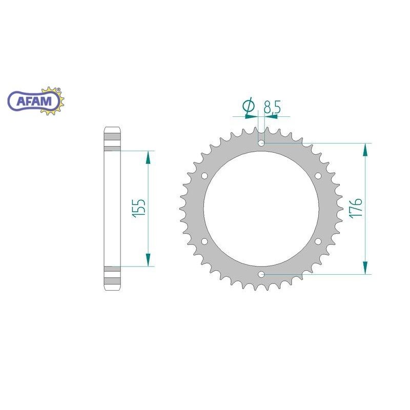 AFAM Zębatka tylna stalowa do łańcucha 530 kod 86601-43