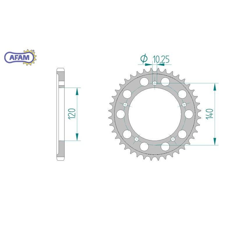 AFAM Zębatka tylna aluminiowa do łańcucha 525 kod 15604-44