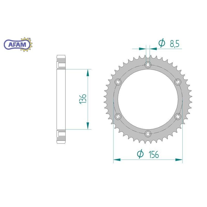AFAM Zębatka tylna stalowa do łańcucha 428 kod 92213-48