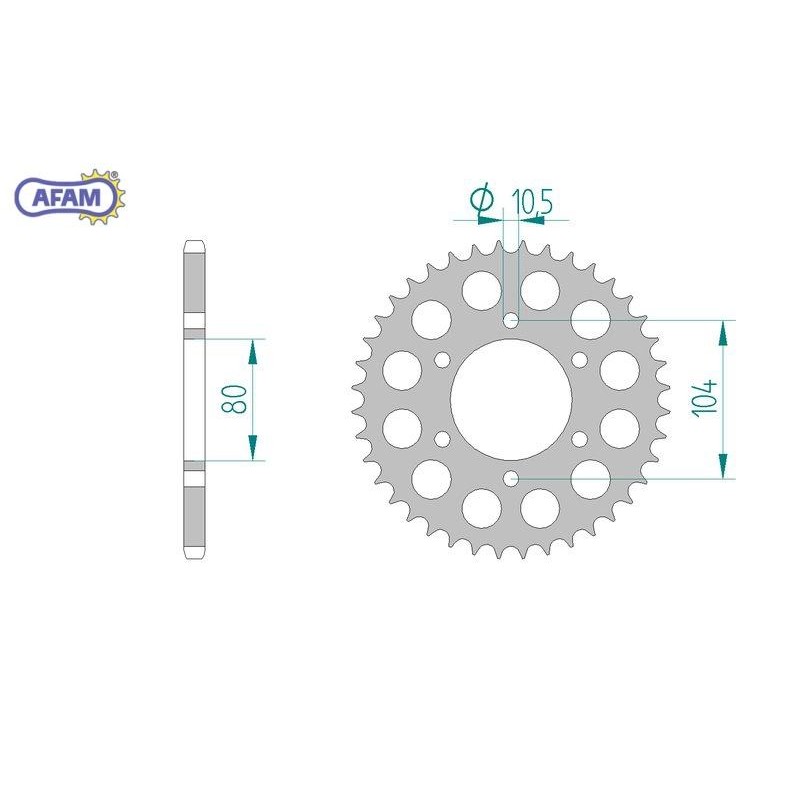AFAM Zębatka tylna aluminiowa do łańcucha 520 kod 17606-46
