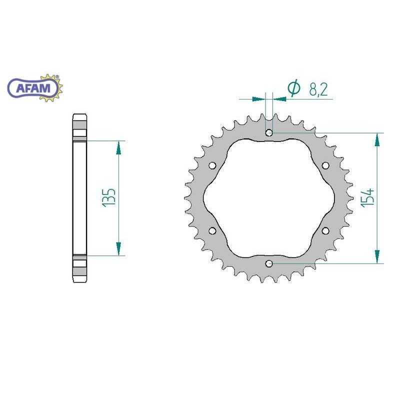 AFAM Zębatka tylna aluminiowa do łańcucha 525 PCD1098 kod 51803-38