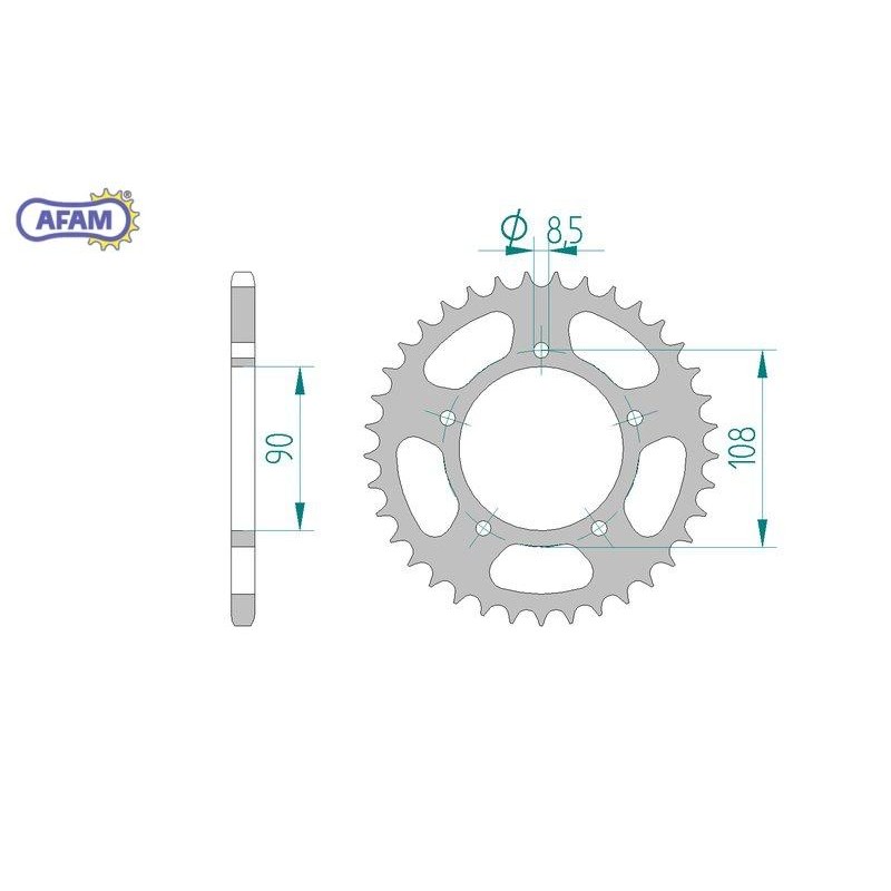 AFAM Zębatka tylna stalowa do łańcucha 520 kod 50601-38