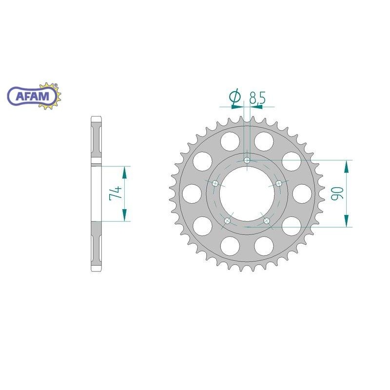 AFAM Zębatka tylna aluminiowa do łańcucha 520 kod 13312-42