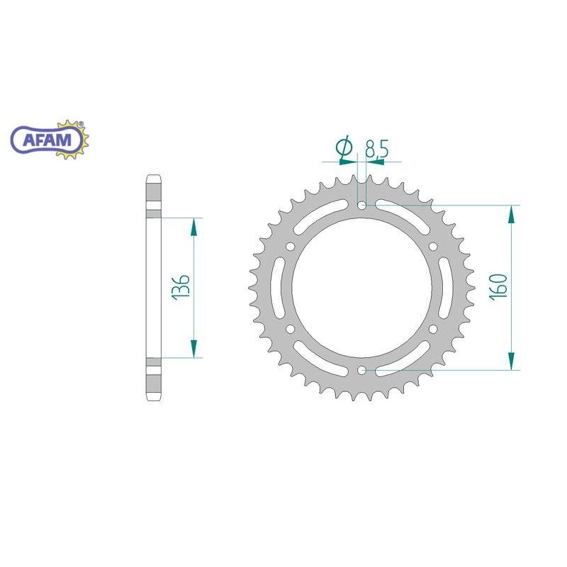 AFAM Zębatka tylna stalowa do łańcucha 520 kod 35304-42