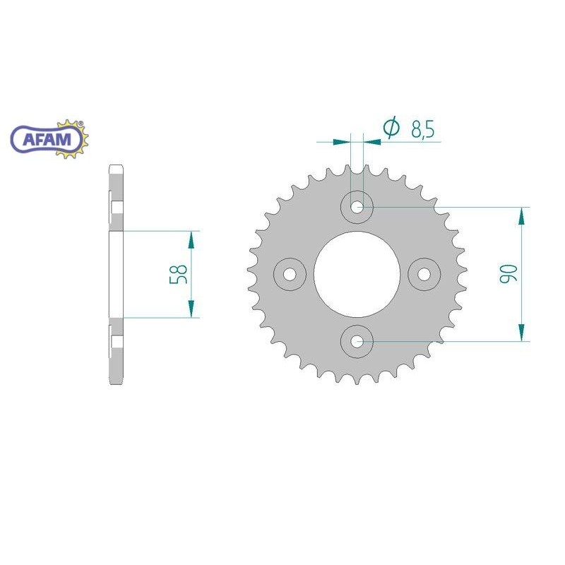 AFAM Zębatka tylna stalowa do łańcucha 420 kod 10117-35