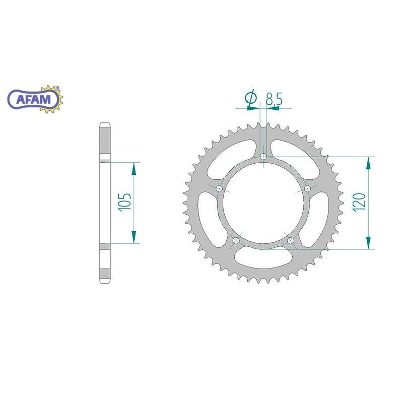 AFAM Zębatka tylna stalowa do łańcucha 420 kod 35103-50