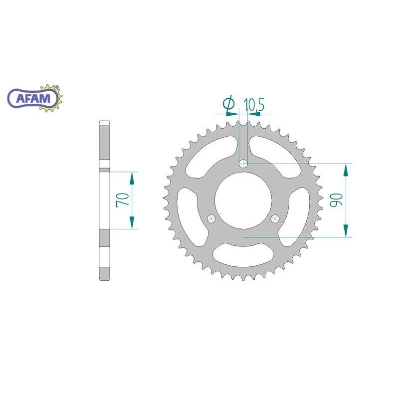 AFAM Zębatka tylna stalowa do łańcucha 420 kod 10103-45