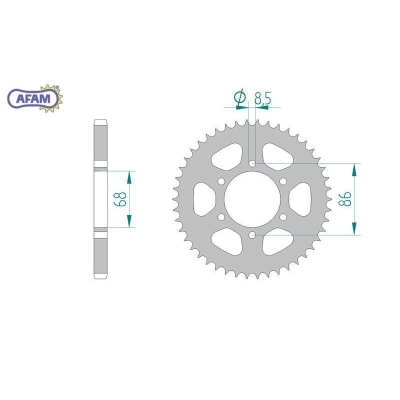 AFAM Zębatka tylna stalowa do łańcucha 428 kod 16201-46