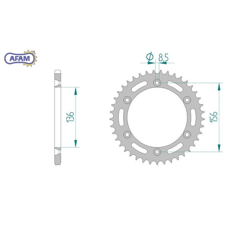 AFAM Zębatka tylna stalowa do łańcucha 520 S/C kod 14206SLK+48