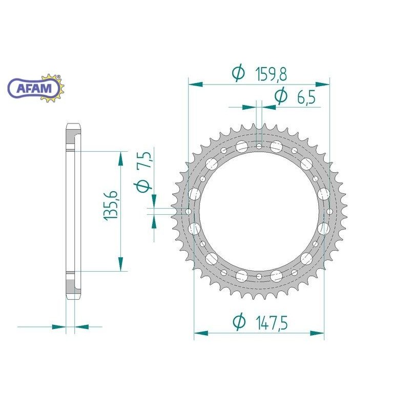AFAM Zębatka tylna aluminiowa do łańcucha 428 kod 60101-53
