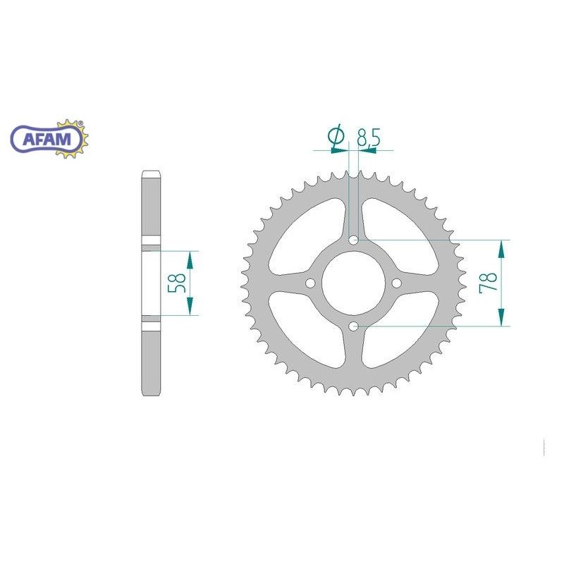 AFAM Zębatka tylna stalowa do łańcucha 428 kod 14201-42