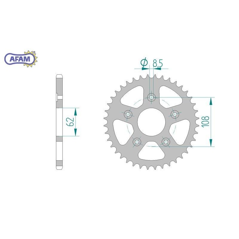 AFAM Zębatka tylna stalowa do łańcucha 520 kod 44203-38
