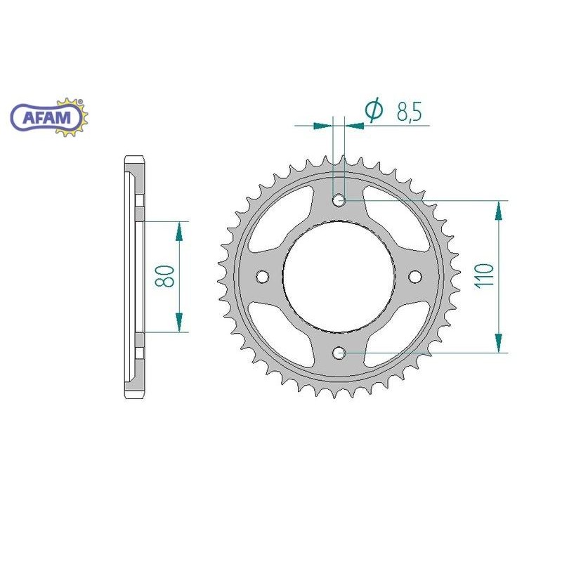 AFAM Zębatka tylna stalowa do łańcucha 428 kod 10235-42