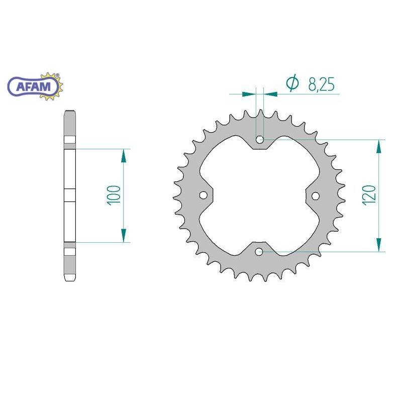 AFAM Zębatka tylna stalowa do łańcucha 520 kod 92325-35