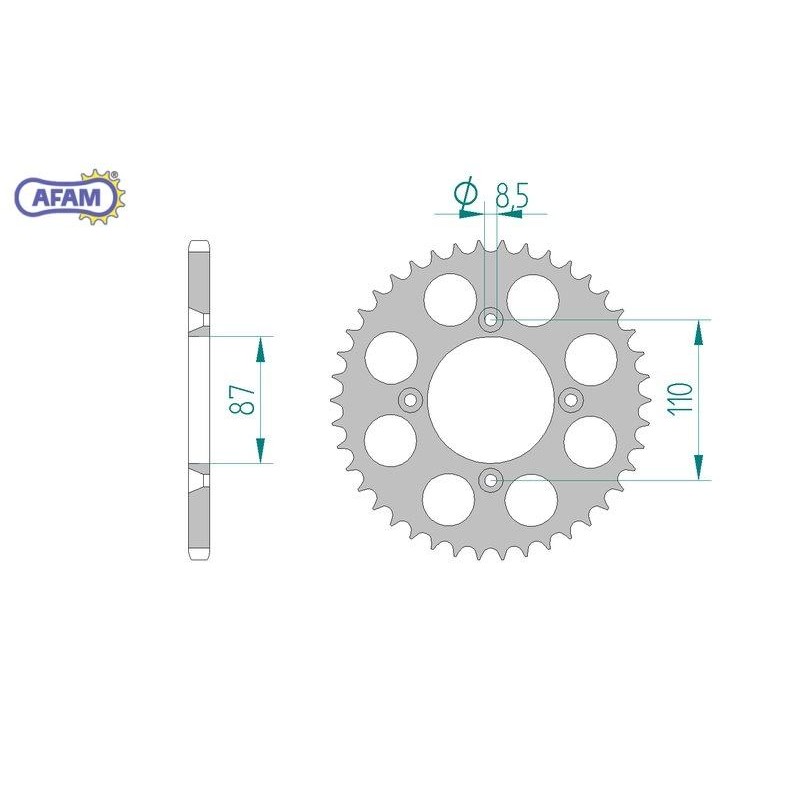 AFAM Zębatka tylna aluminiowa do łańcucha 520 kod 13311-42