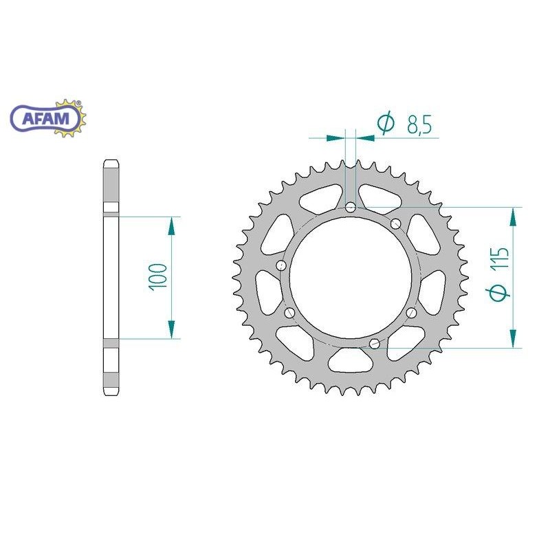 AFAM Zębatka tylna stalowa do łańcucha 420 kod 56103-52