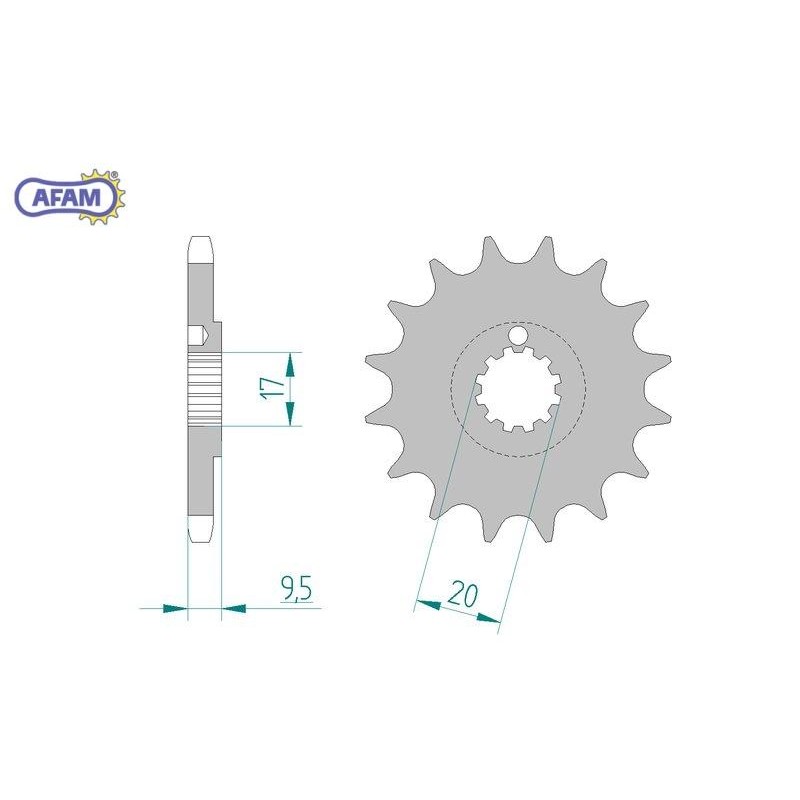 AFAM Zębatka przednia do łańcucha 428 SC kod 94202+14