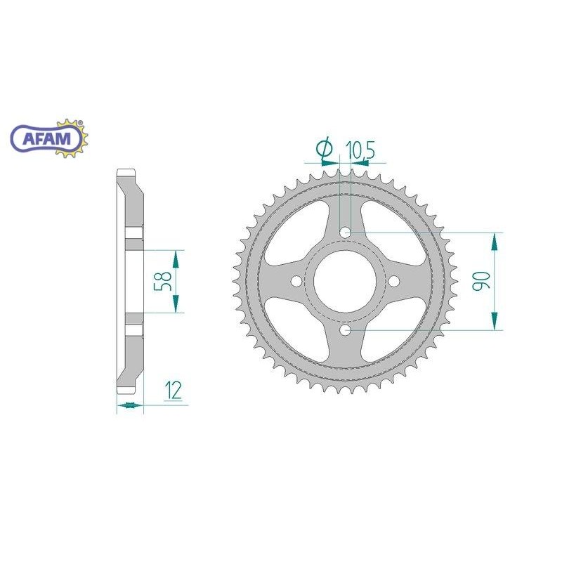 AFAM Zębatka tylna stalowa do łańcucha 428 kod 10216-50