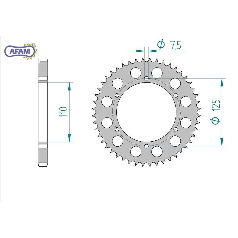 AFAM Zębatka tylna stalowa do łańcucha 428 kod 59207-48