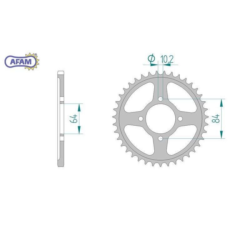 AFAM Zębatka tylna stalowa do łańcucha 520 kod 14310-40