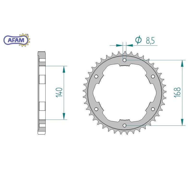 AFAM Zębatka tylna stalowa do łańcucha 525 kod 92634-41
