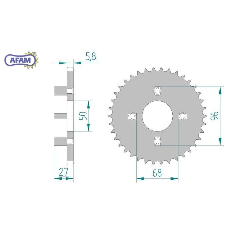 AFAM Zębatka tylna stalowa do łańcucha 420 kod 10106-42