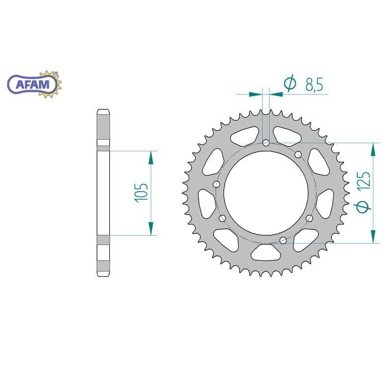 AFAM Zębatka tylna stalowa do łańcucha 428 kod 47200-54