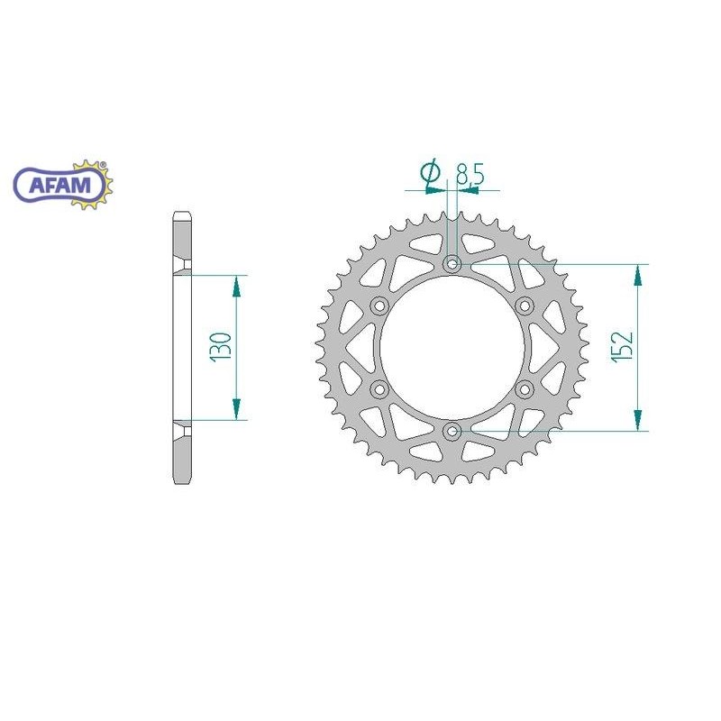 AFAM Zębatka tylna aluminiowa do łańcucha 520 kod 36400N-51 AFAM Zębatka tylna aluminiowa do łańcucha 520 kod 36400N-51