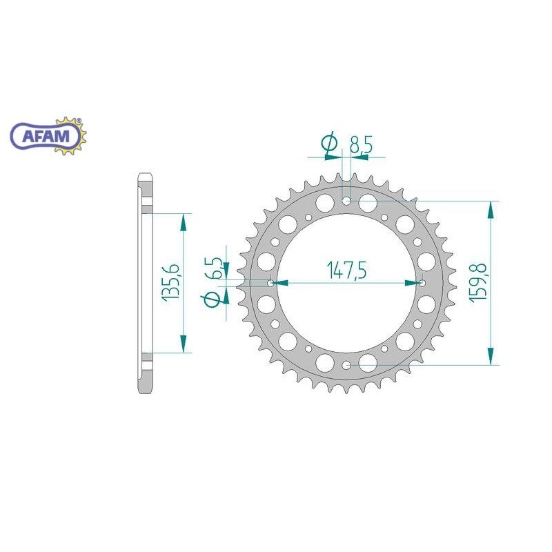 AFAM Zębatka tylna aluminiowa do łańcucha 520 kod 60300-39 AFAM Zębatka tylna aluminiowa do łańcucha 520 kod 60300-39