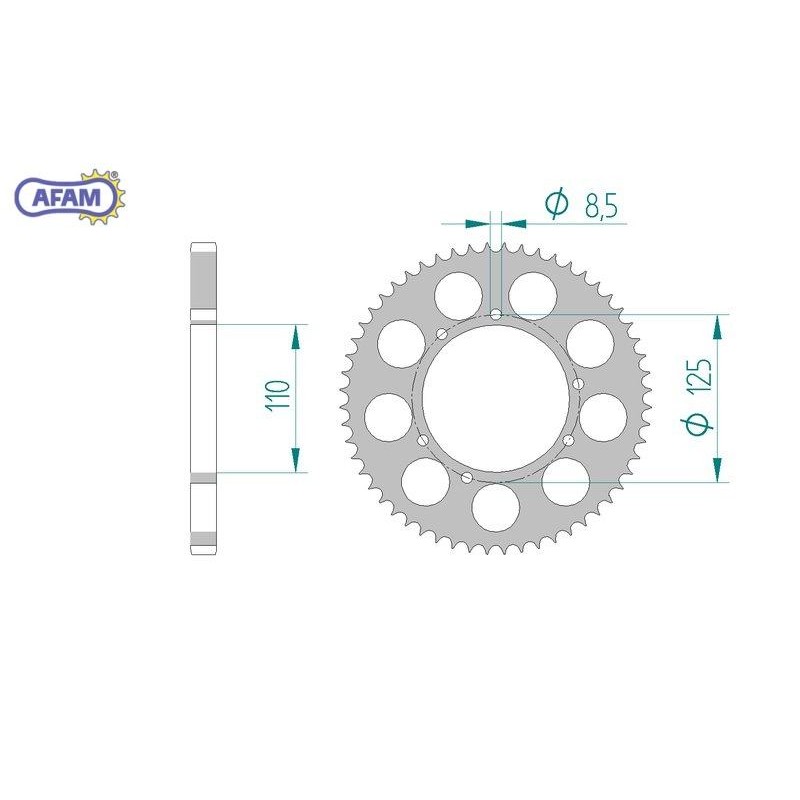 AFAM Zębatka tylna aluminiowa do łańcucha 428 kod 60104-56 AFAM Zębatka tylna aluminiowa do łańcucha 428 kod 60104-56