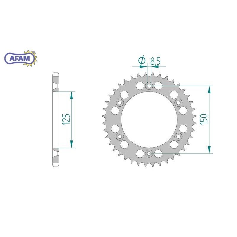 AFAM Zębatka tylna aluminiowa do łańcucha 520 kod 72304N-44 AFAM Zębatka tylna aluminiowa do łańcucha 520 kod 72304N-44
