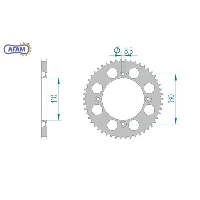 AFAM Zębatka tylna aluminiowa do łańcucha 420 kod 11104N-49 AFAM Zębatka tylna aluminiowa do łańcucha 420 kod 11104N-49