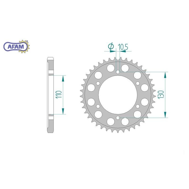 AFAM Zębatka tylna aluminiowa do łańcucha 525 kod 13815-44 AFAM Zębatka tylna aluminiowa do łańcucha 525 kod 13815-44