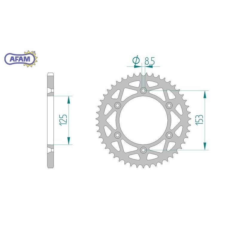 AFAM Zębatka tylna aluminiowa do łańcucha 520 S/C kod 11212+49 AFAM Zębatka tylna aluminiowa do łańcucha 520 S/C kod 11212+49