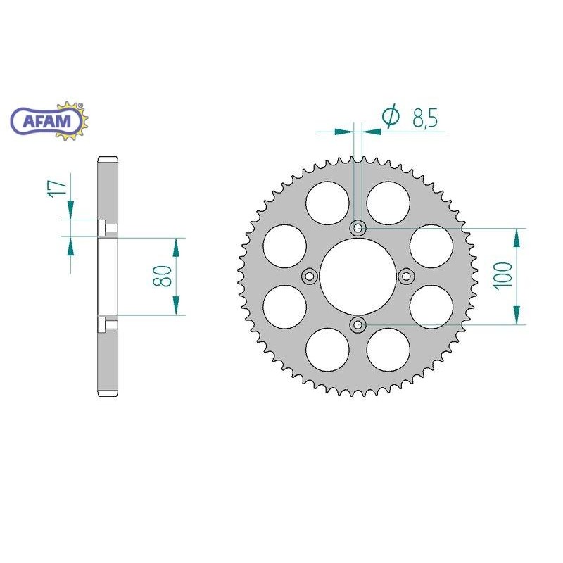AFAM Zębatka tylna aluminiowa do łańcucha 420 kod 93118-60 AFAM Zębatka tylna aluminiowa do łańcucha 420 kod 93118-60